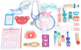 Drevená súprava malej lekárskej tašky pre deti 28 prvkov ECOTOYS