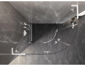 Mexen Lunar, L polkruhový sprchový kút naklápací doľava 100 x 90 cm, 8mm číre sklo, biely profil, 833L-100L-090P-20-00
