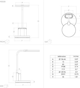 Eglo 900528 - LED Stmievateľná stolná lampa BROLINI LED/2,1W/5V 1500 mAh čierna