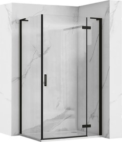 Sprchovací kút REA HUGO BLACK 100/dvere x 90/zástena cm, čierny/transparent - bez vaničky