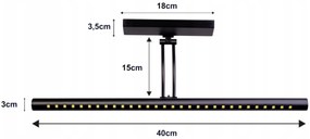 BERGE Nástenné svietidlo LED do kúpeľne - 40 cm - 5W čierne