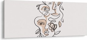 Obraz - Line art tváre (120x50 cm)