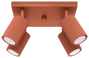 Stropné svietidlo Karbon, 4x okrovo červené kovové tienidlo, (možnosť polohovania)