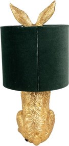 Zlatá stolná lampa králik s tmavo zeleným tienidlom Rabbi - Ø 20*43 cm