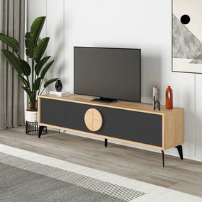 TV stolík v dekore duba v čierno-prírodnej farbe 180x51 cm Vae – Marckeric