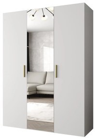 Šatníková skriňa 150 cm Borry 2 (biela + zlatá). Akcia -20%. Vlastná spoľahlivá doprava až k Vám domov. 1125815