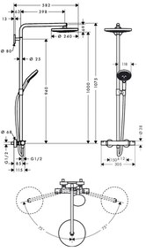 Hansgrohe Raindance Select S, Showerpipe 240 2jet s termostatom, chrómová, HAN-27129000