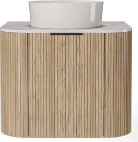 Závěsná skříňka s deskou a umyvadlem Matinale 60 cm akácie/bílá