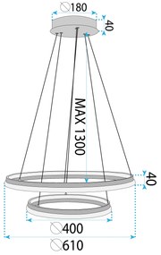 Toolight Toolight, LED stropné svietidlo 60cm, 75W, 3000K, LHJ043-CP2, zlatá, OSW-50020