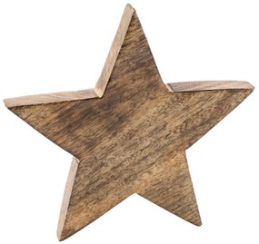 Dekorácie hviezda z mangového dreva, 18 x 18 x 3 cm