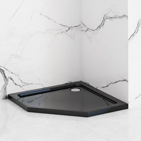 Rea Diamond - akrylátová sprchová vanička 90 x 90 x 5 cm + sifón, čierna, REA-K8543