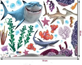 Veselá Stena Samolepka Hľadá sa Nemo Žraloky