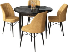 Jedálenský set Roxie (mramor čierny + cappuccino) (pre 4 osoby). Akcia -19%. Vlastná spoľahlivá doprava až k Vám domov. 1144549