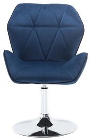 LuxuryForm DESIGN Stolička MILANO MAX VELUR na striebornom tanieri - modrá