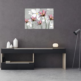 Sklenený obraz kvetinové abstrakcie (70x50 cm)