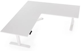 Výškovo nastaviteľný stôl OfficeTech Angle, 180 x 200 cm, biela podnož, svetlo sivá