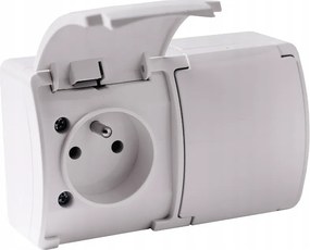 VIPLAST Dvojitá hermetická zásuvka na povrchovú montáž