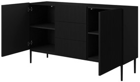 Komoda Nicole 150 cm s 3 zásuvkami - čierny mat / čierna