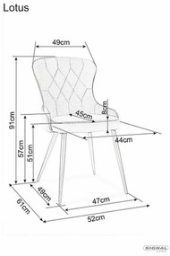 Sametová jídelní židle Lotus šedá