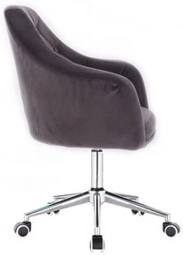 LuxuryForm DESIGN Kreslo ANDORA VELUR na strieborné podstave s kolieskami - tmavo šedé