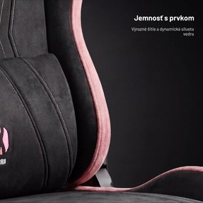 Herné kreslo z textílie Normal Size, čierno-ružové: Diablo X-Horn 2.0 Akira Pink