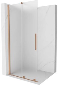 Mexen Velar, sprchová zástena s posuvnými dverami Walk-in 70 x 200 cm, 8mm sklo námraza, medená matná, 871-070-000-33-65