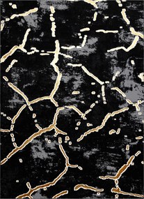 Dywany Łuszczów, Kusový koberec Allure 1967 black/gold, 160x220, čierna, kancelária