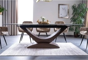 Jídelní rozkládací stůl Dolce 180/240 cm keramika šedý mramor/ořech