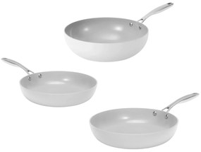 Elmich Sada keramických panvíc Vital 3 ks, 1 wok a 2 panvice, krémovo biela