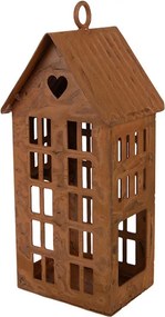 Hrdzavý svietnik v tvare domčeka Rustic Charm - 5*6*12 cm