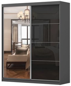 Šatníková skriňa Mebur 31 180 (grafit + lesk čierny). Akcia -20%. Vlastná spoľahlivá doprava až k Vám domov. 1014197