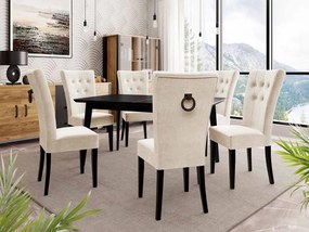 Rozkladací stôl 140x80 so 6 stoličkami ST67, Farby: čierny, Farby: biela, Farby: zlatý, Potah: Magic Velvet 2225