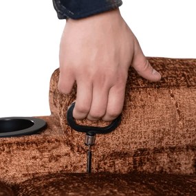JAKS Masážne kreslo hnedý mikroplyš Box