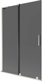 Mexen Velar L, 2-krídlová posuvná vaňová zástena 120 x 150 cm, 8mm šedé sklo, brúsená oceľ, 896-120-003-41-97