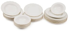 24-dielna jedálenská sada, biela/zlatá, porcelán