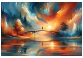 Tapeta farebný západ slnka nad mostom