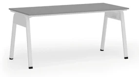 Kancelársky stôl PRIMO GAMMA, 1600 x 800 mm, biela podnož, grafit