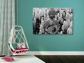 Obraz jin a jang Budha v čiernobielom prevedení - 90x60