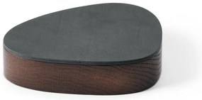 Antracitový/hnedý drevený/z eko kože úložný box s vekom/dekoratívny 14x12,5x3,5 cm Curve Nupo – LIND DNA