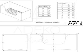 Detská posteľ z borovicového dreva Adeko Pepe Dan, 90 x 200 cm