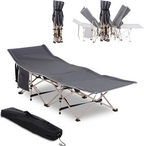 Skladacia kempingová posteľ Outsunny s taškou na prenášanie 190 x 68 x 52 cm, posteľ do 150 kg, hosťovská posteľ pre dospelých, skladacia posteľ na vn