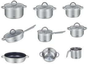 MEGAKOMBO BestBerg BBR-2000S multifunkčný kuchynský robot s nástavcami na cestoviny + 15-dielna sada hrncov a panvíc s nepriľnavým povrchom z nehrdzavejúcej ocele BestBerg BBSC-15 / strieborná