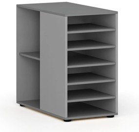 Prístavná policová skrinka k pracovnému stolu PRIMO GRAY, ľavá, sivá/grafit