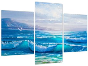 Obraz - Olejomaľba mora s čajkami (90x60 cm)