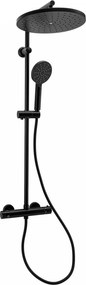 Erga Dubaj, sprchový set s termostatickou batériou a hlavovou sprchou 30 cm, čierna matná, ERG-YKA-BP.DUBAJ-THERM-30-BLK