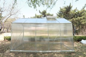 Skleník so základňou BestBerg BBGH-1006S / 5,95 m² / 313 × 190 × 194 cm / strieborná