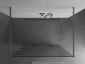 Mexen Kioto, sprchová zástena Walk-In 110 x 200 cm, 8mm číre sklo biely vzor, medený matný profil, 800-110-002-65-97