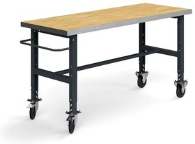 Mobilný dielenský stôl TRUST, 2000x760 mm, 200 kg, povrch z dubového dreva