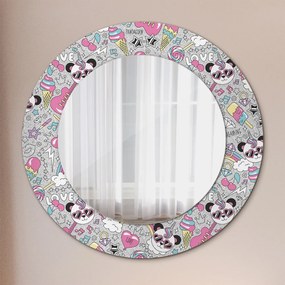 Panda Unicorn Okrúhle dekoračné zrkadlo na stenu