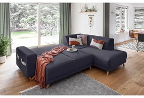 Antracitová rozkladacia/s úložným priestorom rohová pohovka (pravý roh/do L) Classy Sophie – Miuform